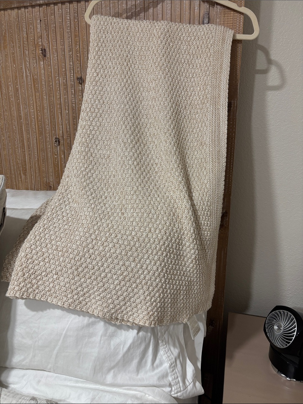 Neutral Cream gold metallic Textured Knit Throw